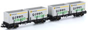German 2pc Flat Cars Rmms 663 with Innofreight Containers of the DB AG